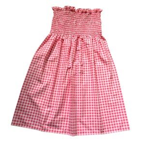 Women”s Strapless Pink Gingham Dress